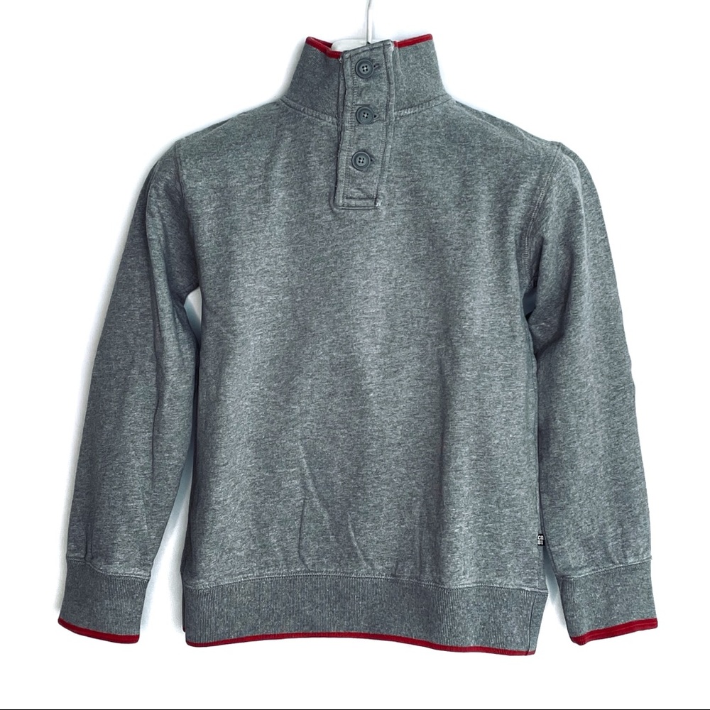 COMPANY 81 Henley Style Mock Turtleneck Sweatshirt Gray Red Trim Size Medium